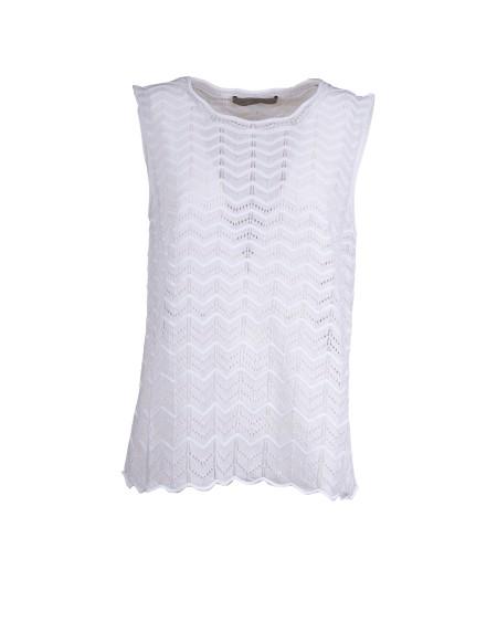 Shop D.EXTERIOR  Canotta: D Exterior canotta effetto crochet.
 Senza maniche.
Girocollo.
Composizione: 52% Cotone, 35% Viscosa, 6% Poliestere. 
Made in Italy.. 60329-1BIAN